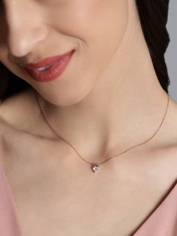 Zavya - Beloved Rose-Gold Plated 925 Sterling Silver Cz Necklace