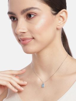 Zavya - Blue Solitaire 925 Sterling Silver Necklace