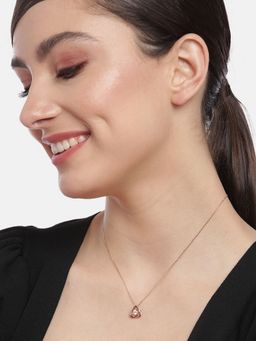Zavya - Triangle Solitaire Rose Gold Plated 925 Sterling Silver Necklace