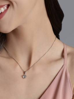 Zavya - White Solitaire Cube 925 Sterling Silver Cz Necklace