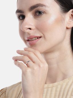 Zavya - Minimal Cz Rhodium Plated 925 Sterling Silver Ring