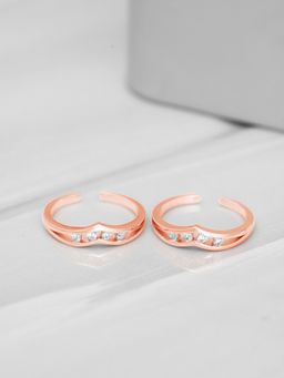 Zavya - Vintage Studded Rose Gold Plated 925 Silver Toe Rings