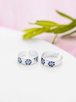 Zavya - Floral Print 925 Sterling Silver Toe Rings