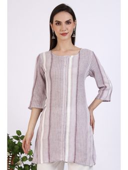 Aurelia - Women Purple Striped Yarn Dyed Short Kurti