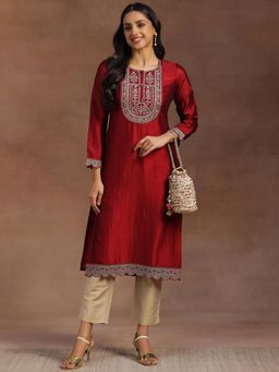 Libas - Embroidered Silk Straight Kurta for Women