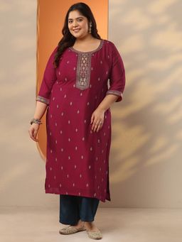 Extra love by Libas - Embroidered Silk blend Straight Kurta for Women