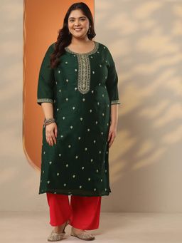Extra love by Libas - Embroidered Silk blend Straight Kurta for Women