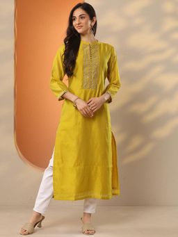 Libas - Yoke Design Silk blend Straight Kurta for Women