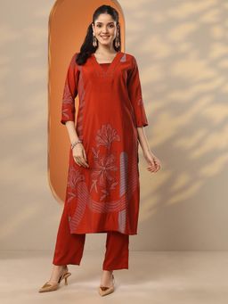 Libas - Printed Silk blend Straight Kurta for Women
