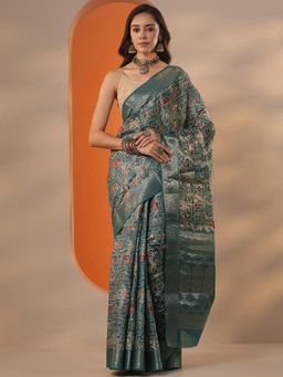 Libas - Printed Silk blend Saree with Unstitched Blouse for Women