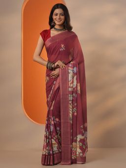 Libas - Printed Georgette Saree with Unstitched Blouse for Women