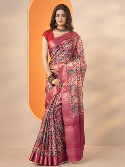 Libas - Printed Kota Saree with Unstitched Blouse for Women