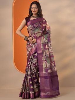 Libas - Printed Kota Saree with Unstitched Blouse for Women