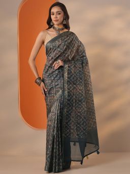 Libas - Printed Chinon Saree with Unstitched Blouse for Women