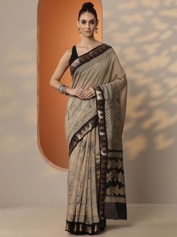 Libas - Printed Silk Blend Saree with Unstitched Blouse for Women