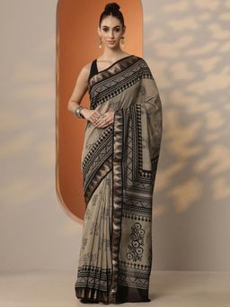 Libas - Printed Silk Blend Saree with Unstitched Blouse for Women