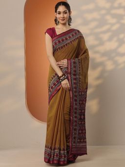 Libas - Woven Silk Blend Saree with Unstitched Blouse for Women - Mustard