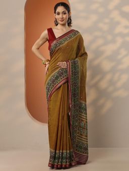Libas - Woven Silk Blend Saree with Unstitched Blouse for Women - Mustard