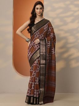 Libas - Printed Silk Blend Saree with Unstitched Blouse for Women