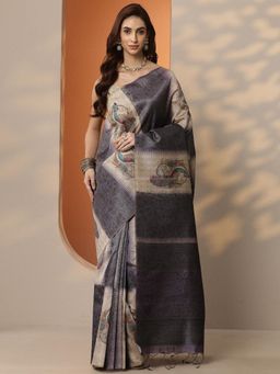 Libas - Woven Silk Blend Saree with Unstitched Blouse for Women - Blue