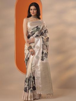 Libas - Printed Silk blend Saree with Unstitched Blouse for Women