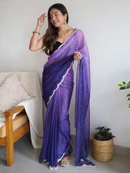 Odette - Purple Silk Embroidery Saree With Unstitched Blouse