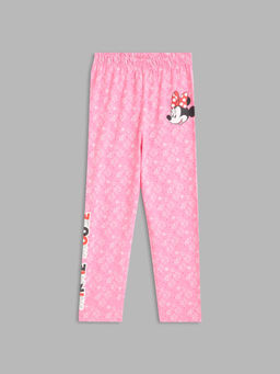 Blue Giraffe - Girls Pink Printed Leggings