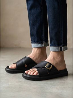 Carlton London - Men's Lightweight EVA Criss-cross Water Resistant Strap Black Sandals