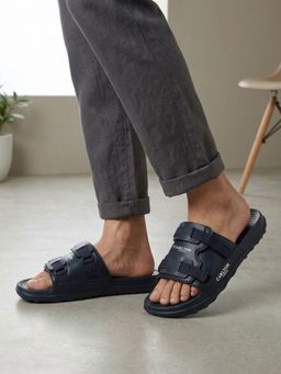 Carlton London - Men's Lightweight EVA Utility Webbing Straps Navy Blue Sliders