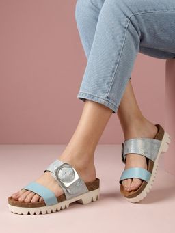 Carlton London - Women's Mixed Strap Slide Multi-Color Sandals