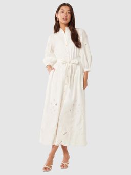 Forever New - Aisha Broderie White Midi Dress with Belt (Set of 2)