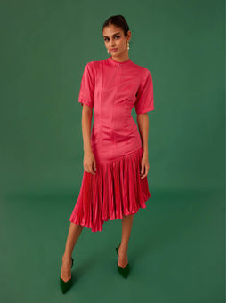 MEDHA BATRA - Hot Pink Crepe Satin Midi Dress