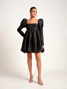 MEDHA BATRA - Black Mini Dress With Puff Sleeves