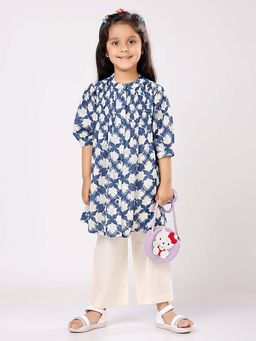 Piccolo Piglet - Girls Navy Blue Printed Kurta with Payjama (Set of 2)