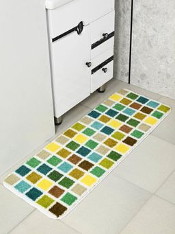 Saral Home - Mosaic Soft Polyester Antiskid Runner Green