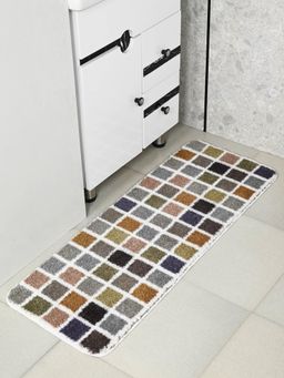 Saral Home - Mosaic Soft Polyester Antiskid Runner Grey