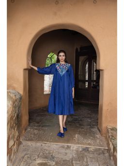 AYAKA - Julian Blue Embroidered Panel Dress (Set of 2)