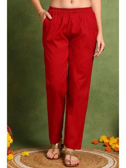 TAHILIYA - Red Cotton Silk Farsi Pants