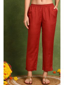 TAHILIYA - Rust Cotton Silk Farsi Pants
