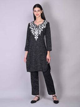 Fnocks - Velvet Embroidered Kurta Set