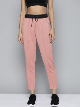 Alcis - Women Dusty Pink Solid Slim Fit Gym Joggers