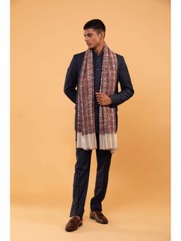 Modarta By Kamakshi - Men Fine Wool Ethnic Stole with Woven Florals