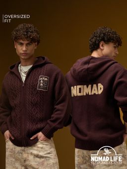 The Souled Store - Burgundy Official Nomad Men Oversized Pullover Sweater