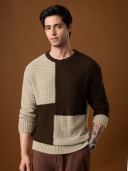 The Souled Store - Brown Oversized Sweater: Men Oversized Pullover Sweater