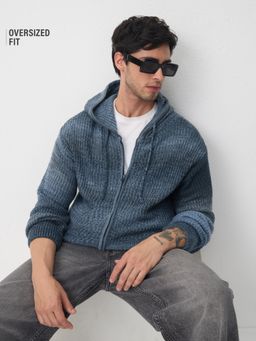 The Souled Store - Blue Hooded Sweater: Nova Men Oversized Pullover Sweater