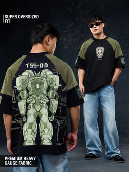 The Souled Store - Black Tss Originals: Mechasoul Men Super Oversized T-Shirts