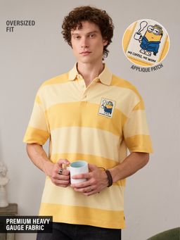 The Souled Store - Yellow Official Minions: No Work Men Oversized Polo T-Shirt