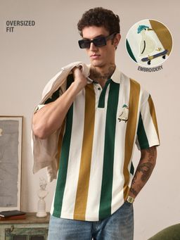 The Souled Store - Off White Oversized Polo: Cedar Men Oversized Polo T-Shirt