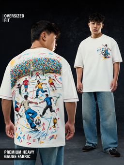The Souled Store - Off White Tss Originals: Street Soccer Men Oversized T-Shirts
