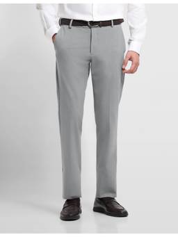 Arrow Newyork - Grey Men's Mid Rise Hudson Regular Fit Trousers